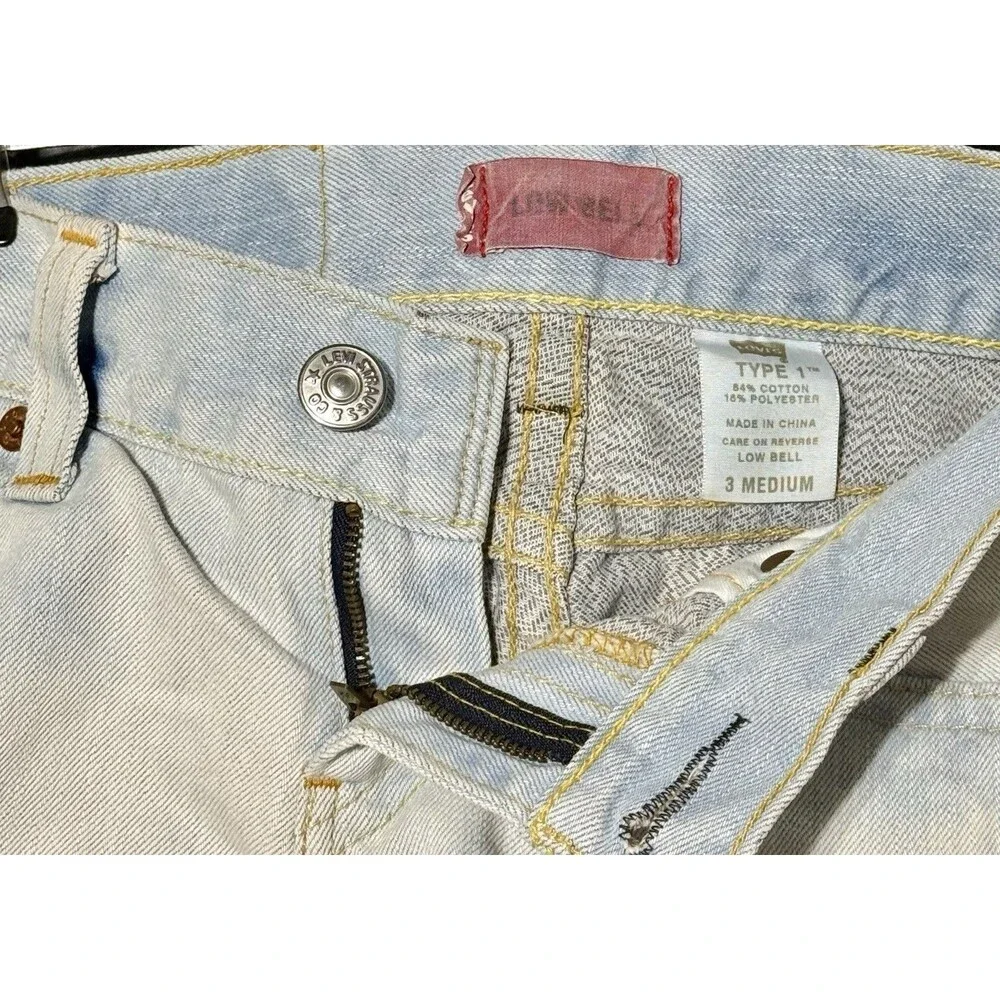 Levis Type 1 Low Bell Light Denim Shorts 3 Vintage Y2K Frayed Hem Low Rise Jorts